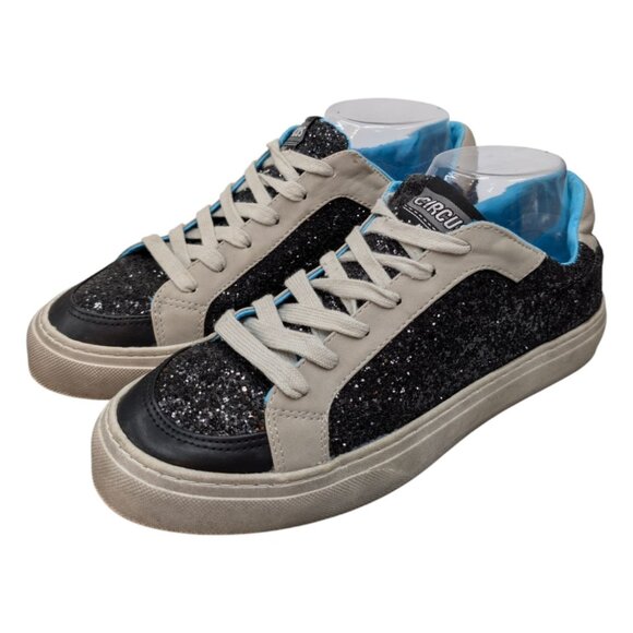 Circus Sam Edelman Tila Glitter Sneakers Womens Black Lace Up Low Top Shoes Sz 8 - Picture 6 of 11